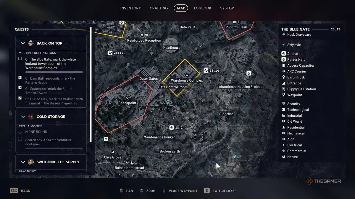 ARC Raiders Blue Gate tag location map.