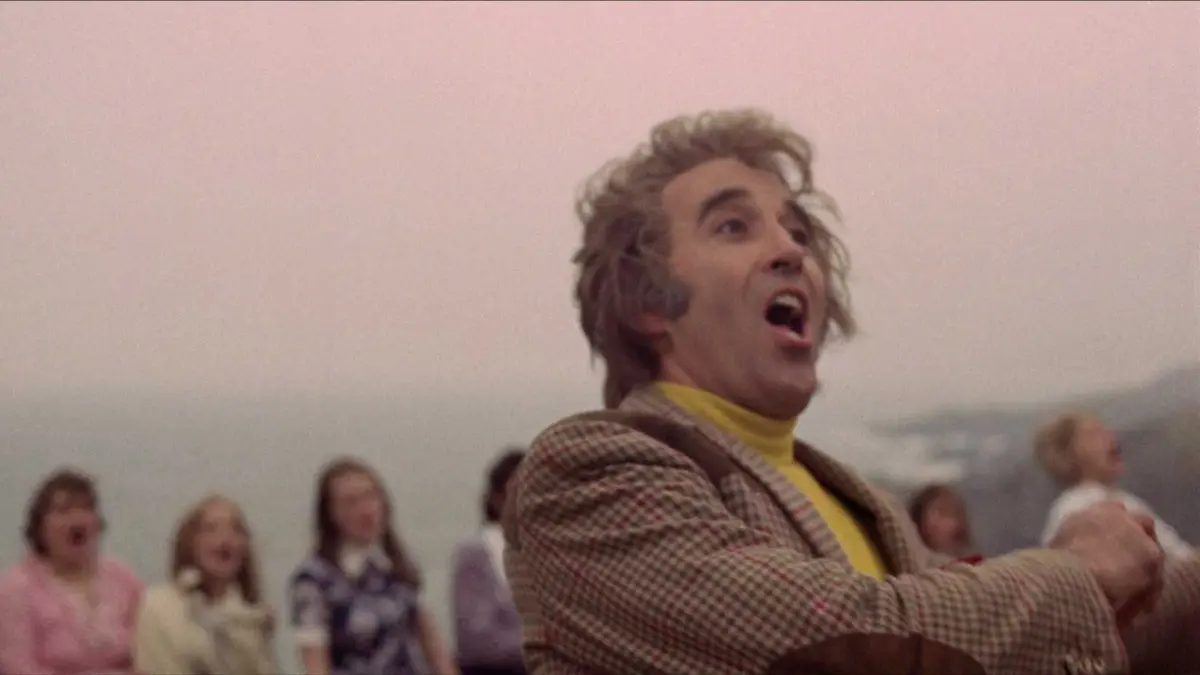 Christopher Lee as Lord Summerisle singing at the end of The Wicker Man
