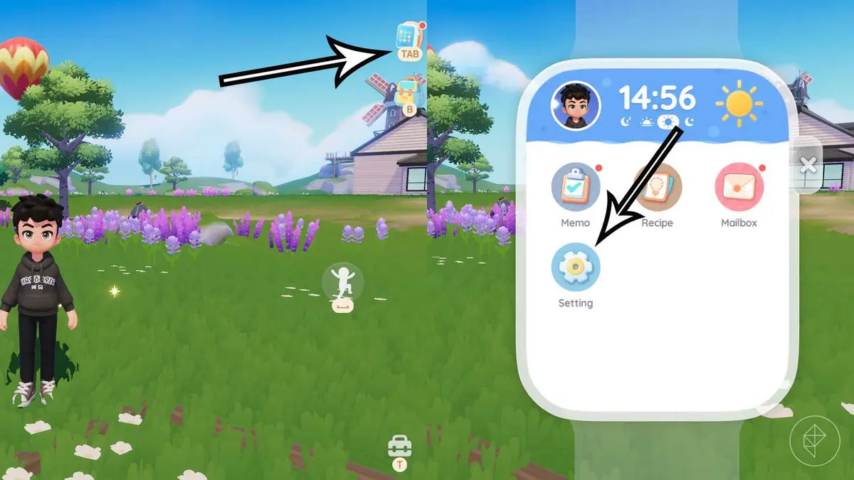 A montage using two Heartopia screenshots showing where to redeem codes