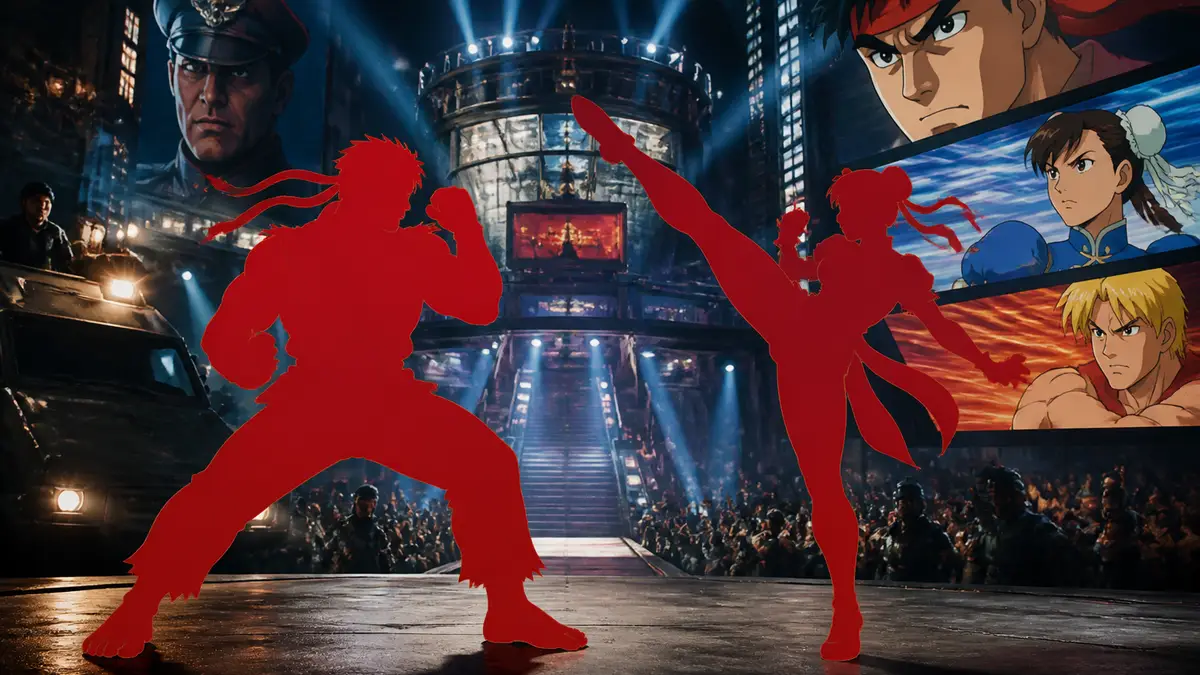 Кадр из фильма Street Fighter с элементами ретро-аниме