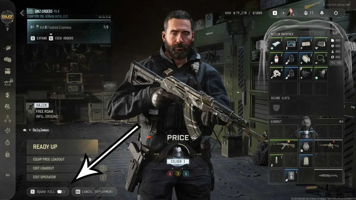 The deployment screen in DMZ in Modern Warfare 4.