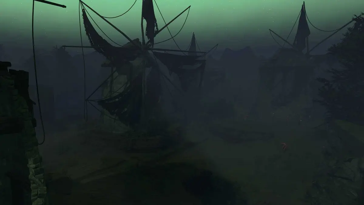 Damaged windmills in a field littered with undead in Baldur's Gate 3 custom campaign Forsaken.