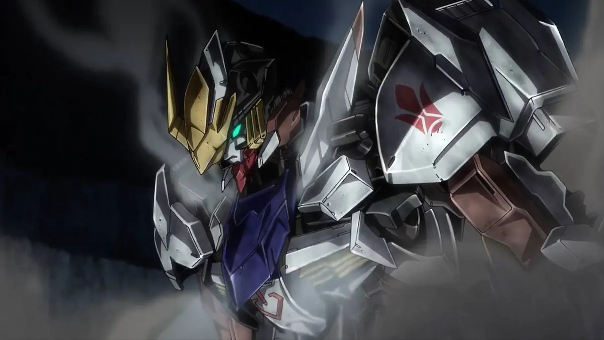 The Barbatos Gundam lets off stream in Mobile Suit Gundam: Iron-Blooded Orphans.