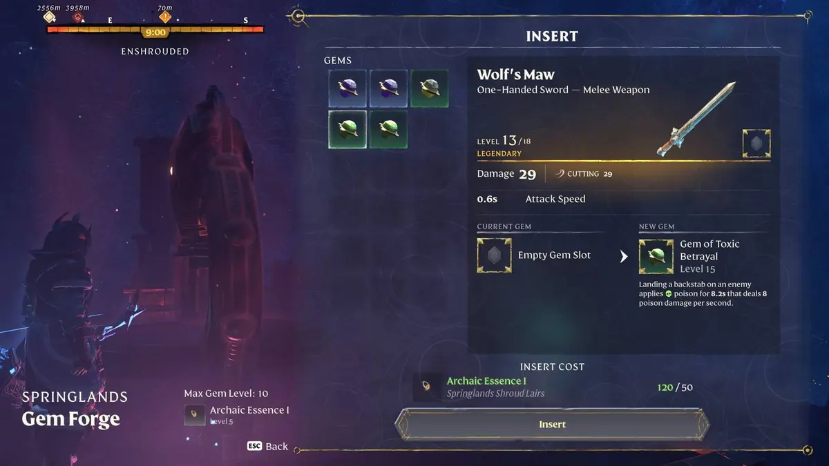 Enshrouded Inserting Gem into Sword