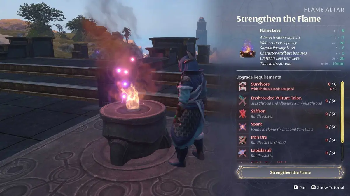 Enshrouded Flame Altar upgrade materials