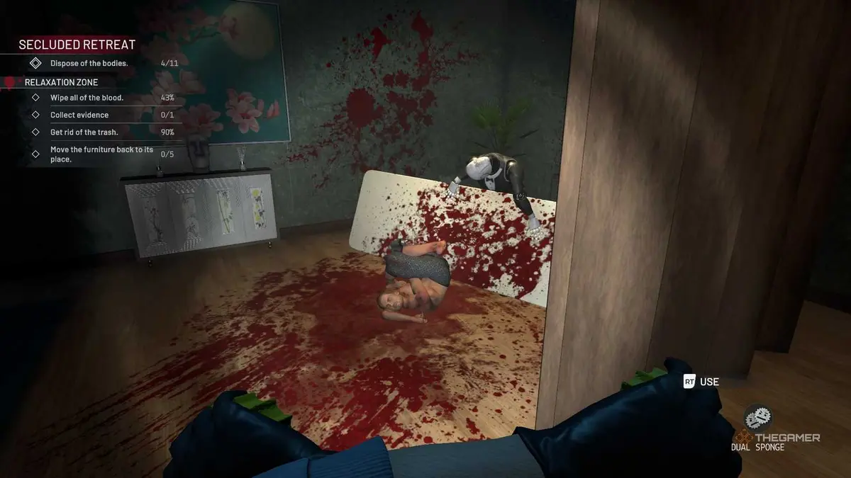 Crime Scene Cleaner body and blood on a massage table.