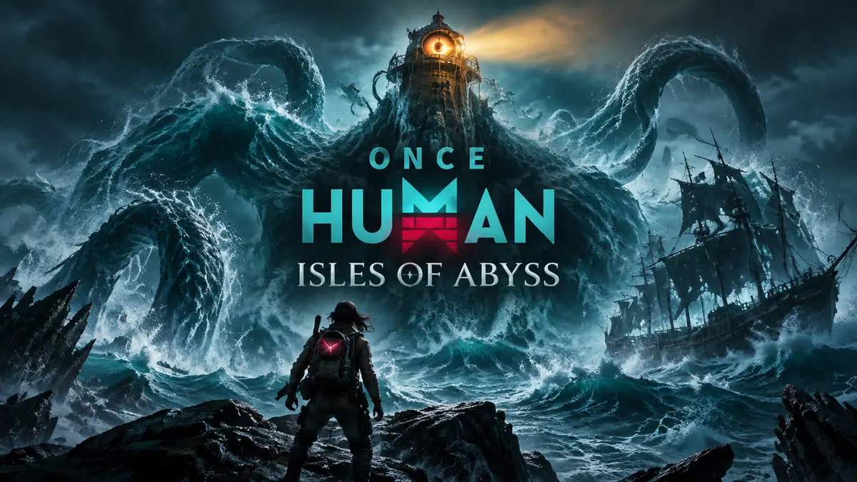 Гигантский живой океан The Sunken Lord с аномальным маяком-глазом и кораблём-призраком, Once Human Isles of Abyss