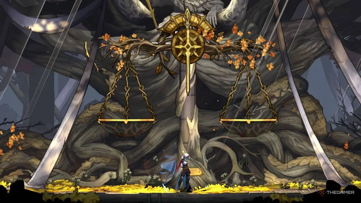 Rose standing in front of The Judge in Castlevania: Belmont's Curse.