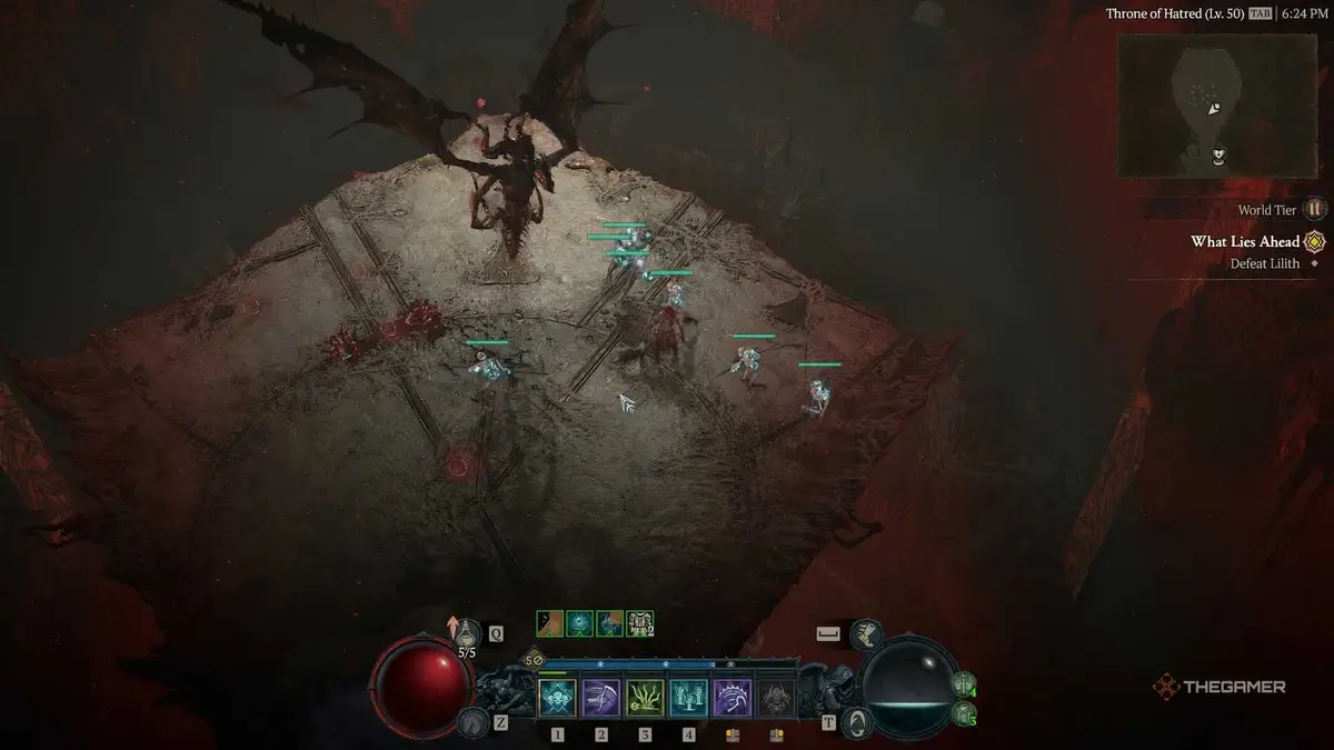 Stage 2 of the Lilith fight in Diablo 4.