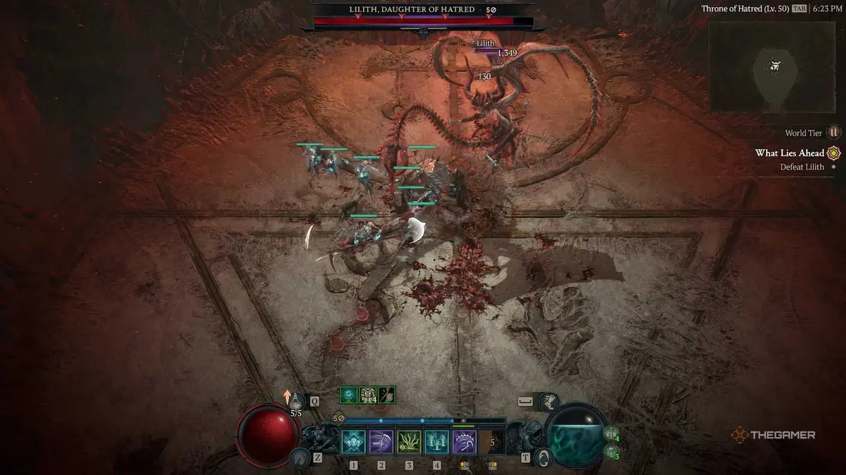 Stage 1 of the Lilith fight in Diablo 4.