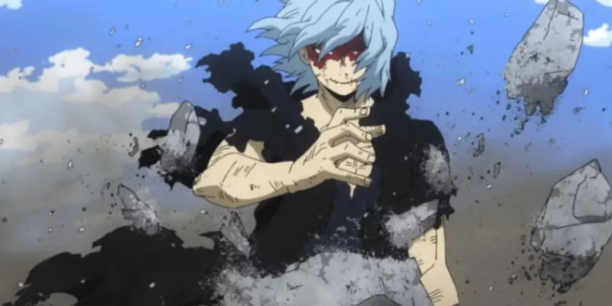 Tomura uses Decay to destroy a hand in My Hero Academia