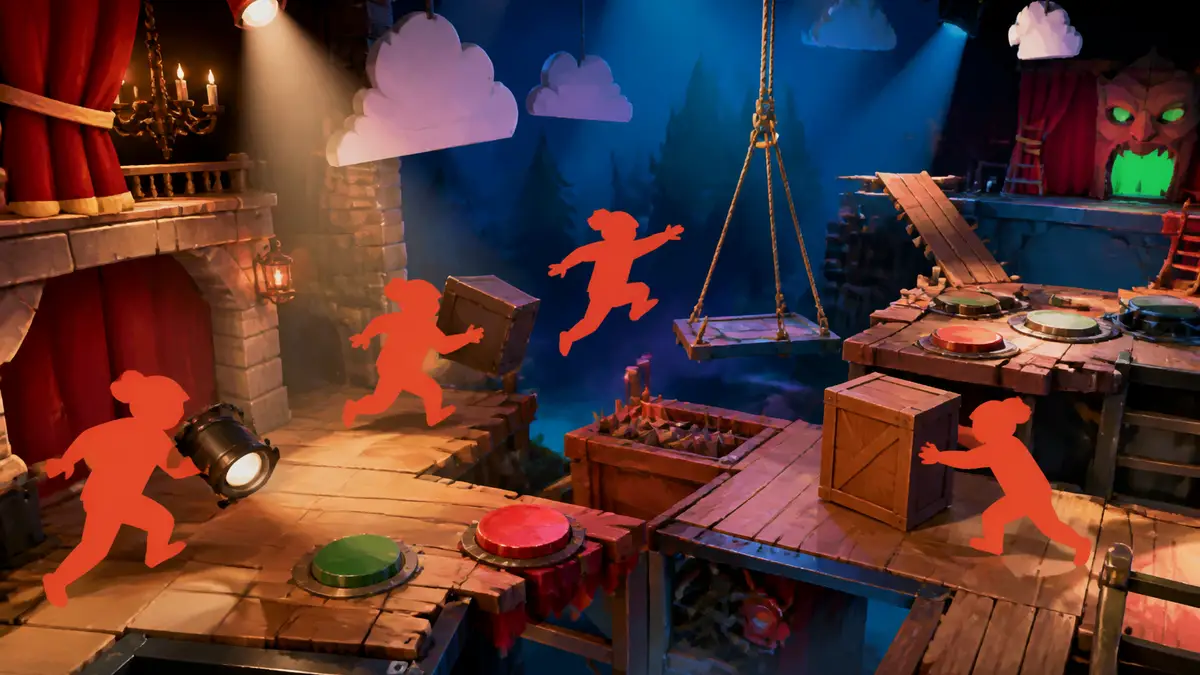 Кадр из кооперативной игры Stage Fright от разработчиков Overcooked