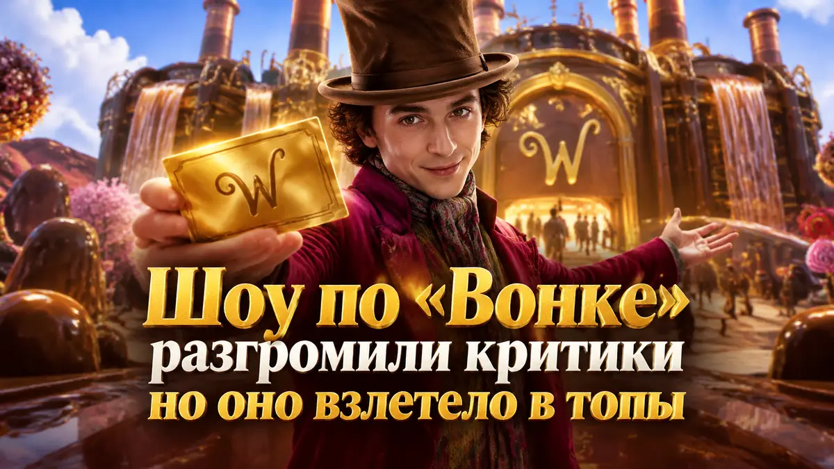 Вилли Вонка на фоне шоколадной фабрики в новом сериале Netflix