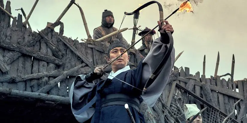 A warrior with a flaming arrow in the K-drama 'Kingdom'