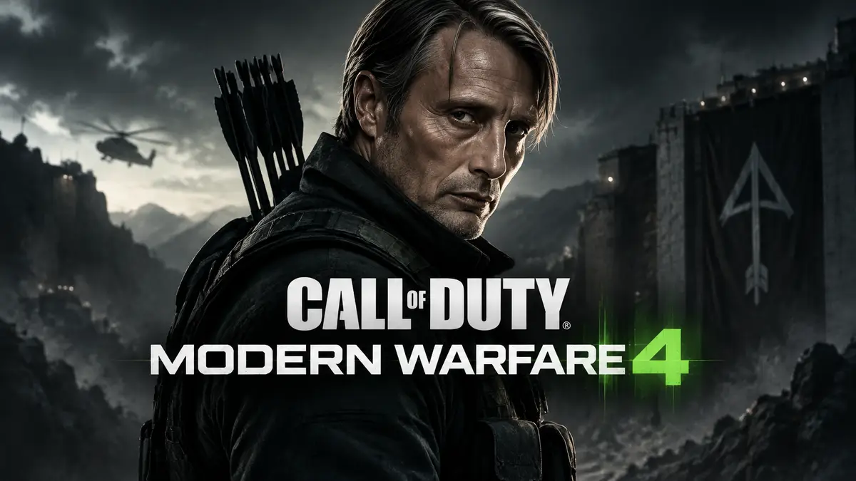 Мадс Миккельсен в образе антагониста Лучника на мрачном постере Call of Duty: Modern Warfare 4