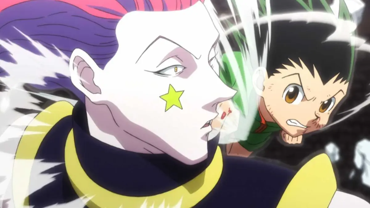 Gon Freecs punching Hisoka in Hunter x Hunter Episode 35.