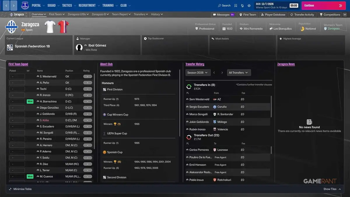 Football Manager 27 - Zaragoza