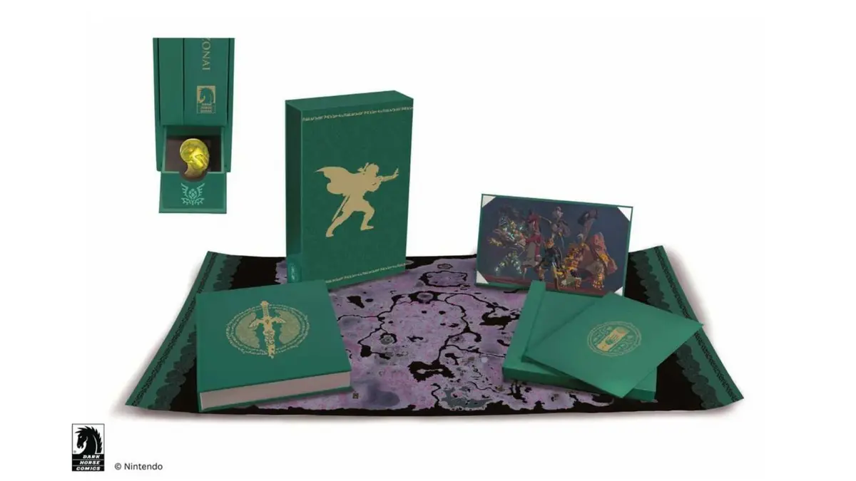 The assorted extras from The Legend of Zelda: Tears of the Kingdom - Secrets of the Zonai book.