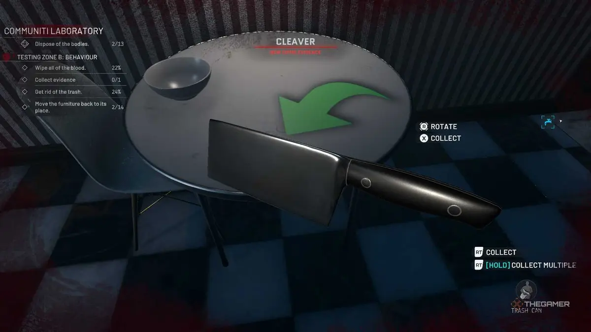 Crime Scene Cleaner cleaver in a table.