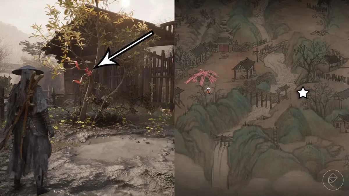 A Phantom Blade Zero montage showing the location of a ribbon in Village of Lu