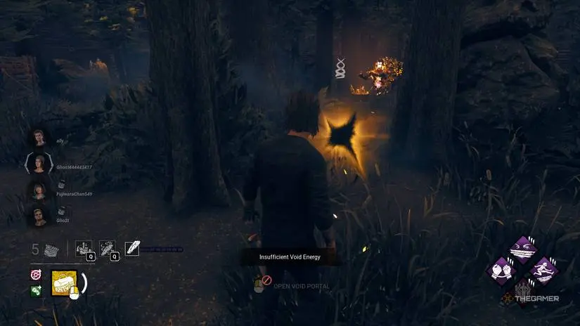 Steve looking at a portal in Dead by Daylight.
