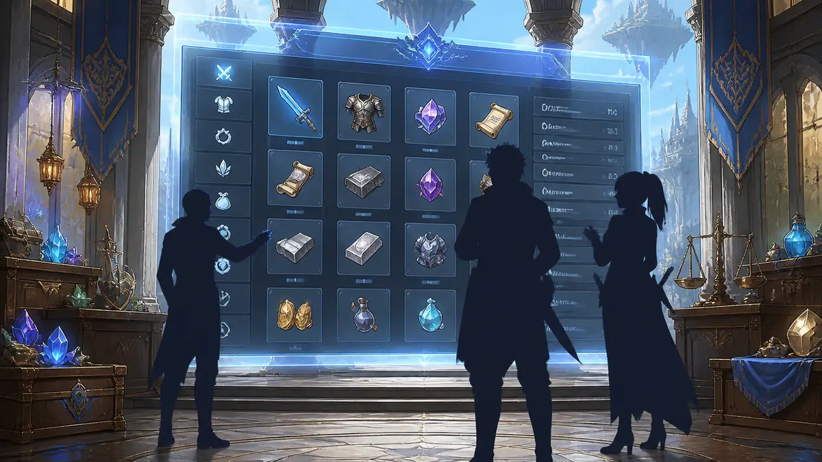 Интерфейс внутриигрового аукциона и рынка в MMORPG Aion 2