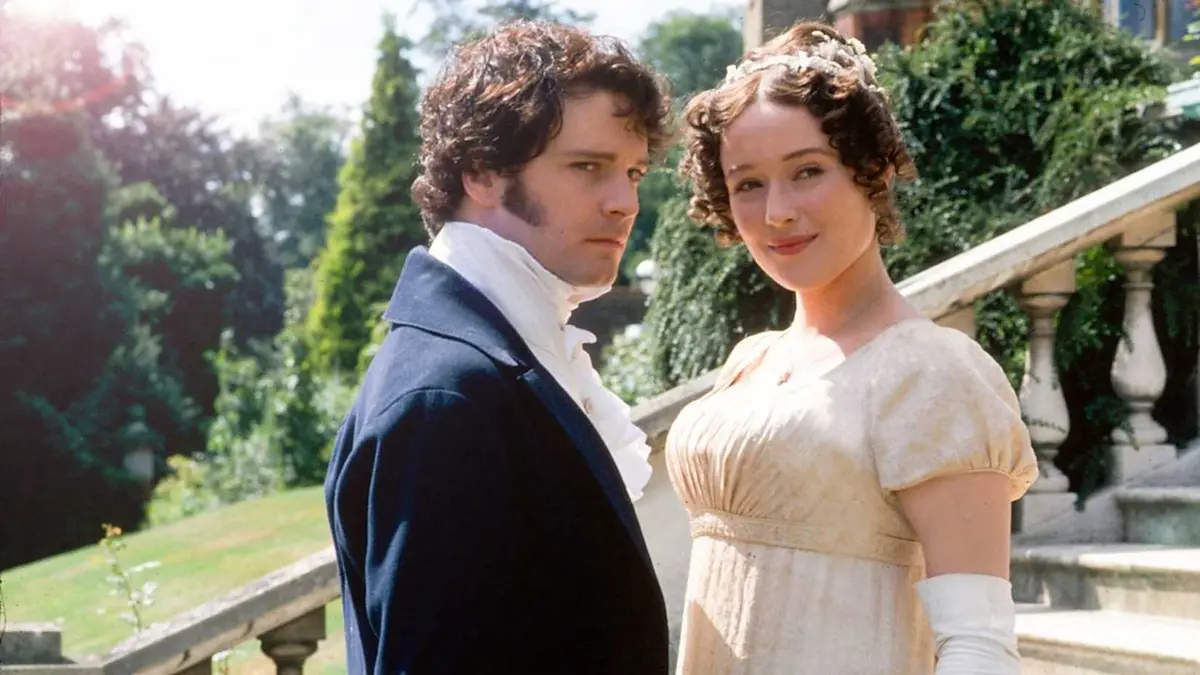Mr. Darcy and Elizabeth Bennett in Pride and Prejudice (1995).