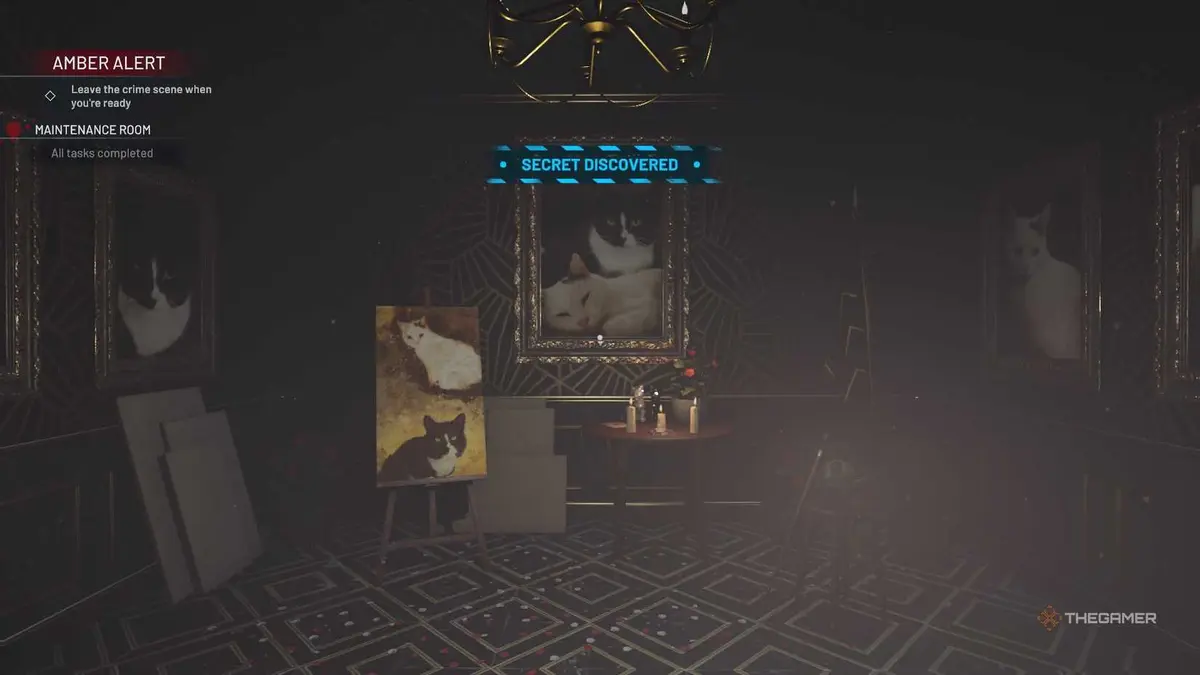 Crime Scene Cleaner secret room behind the painting.