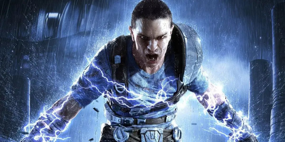 Galen Marek charges up his lightning abilities using the force in Star Wars: The Force Unleashed.