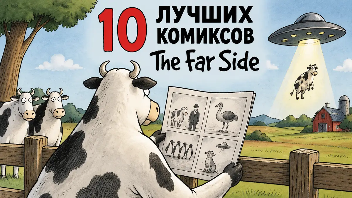 Комикс The Far Side с эксцентричными персонажами в фирменном стиле Гэри Ларсона