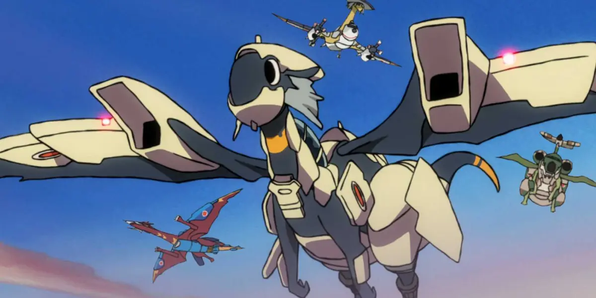 Dragon Pilot: Hisone and Masotan, Masotan flying in the air with the other dragons