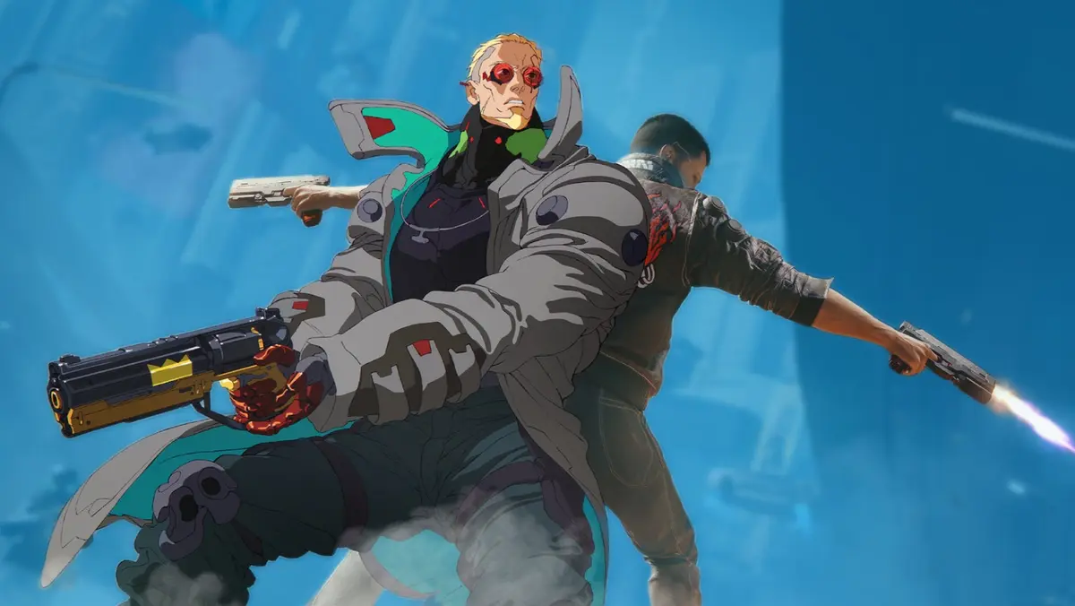 Cyberpunk Edgerunners Season 2 update image, featuring two characters - one from the game, and one from the anime