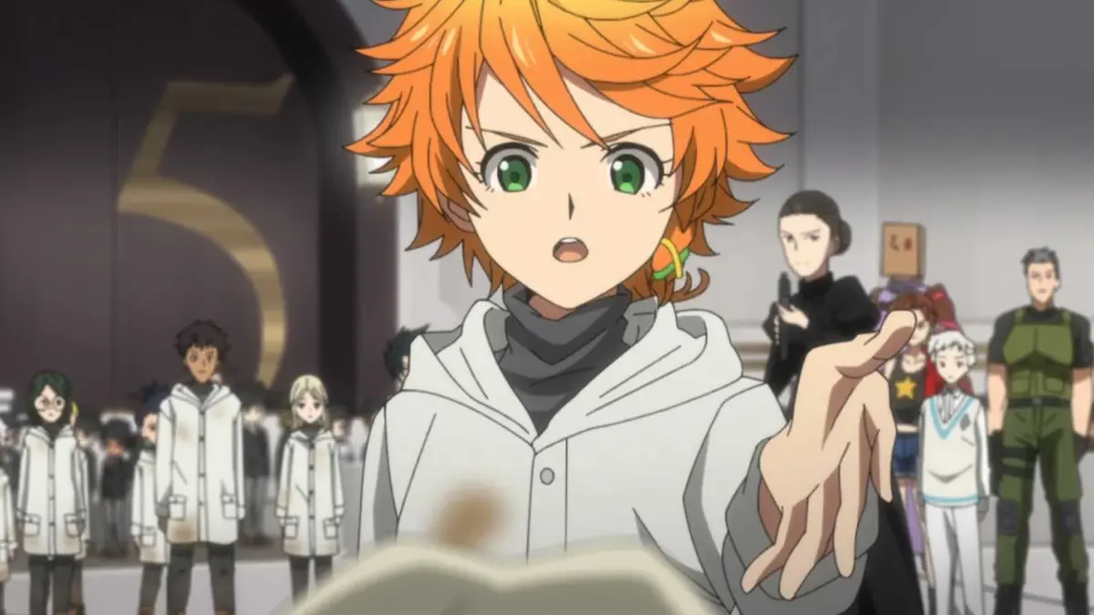 The Promised Neverland Anime Season 2 with Emma holding out her hand