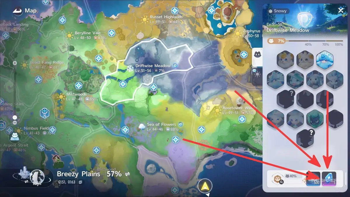 A map from Aniimo showing the progress reward for getting a bronze medal in an area.