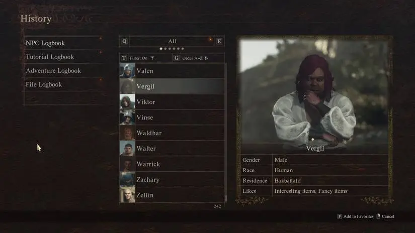 Vegil information - Dragon's Dogma 2