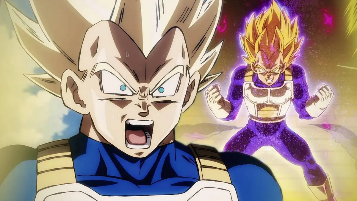 Super Saiyan Vegeta powers up in Dragon Ball Super: Beerus Episode 3