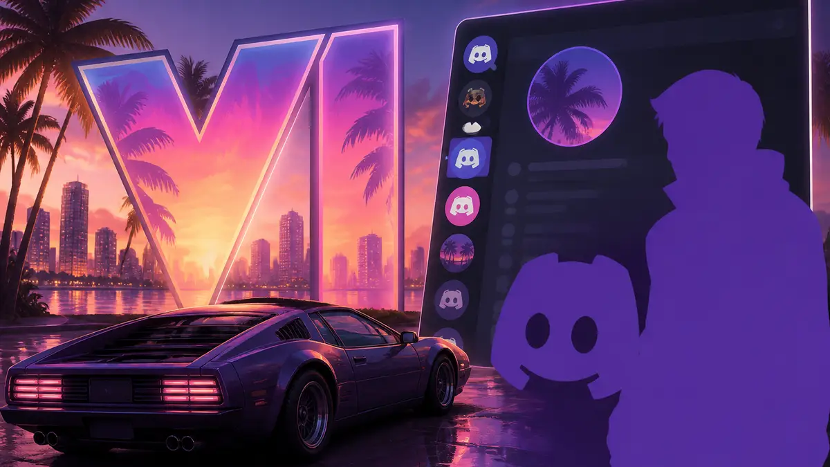 Логотип игры GTA VI и фирменное оформление в стиле мессенджера Discord