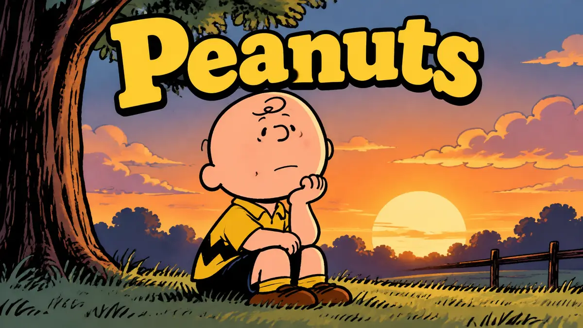 Чарли Браун из комиксов Peanuts Чарльза Шульца размышляет в классическом рисованном стиле