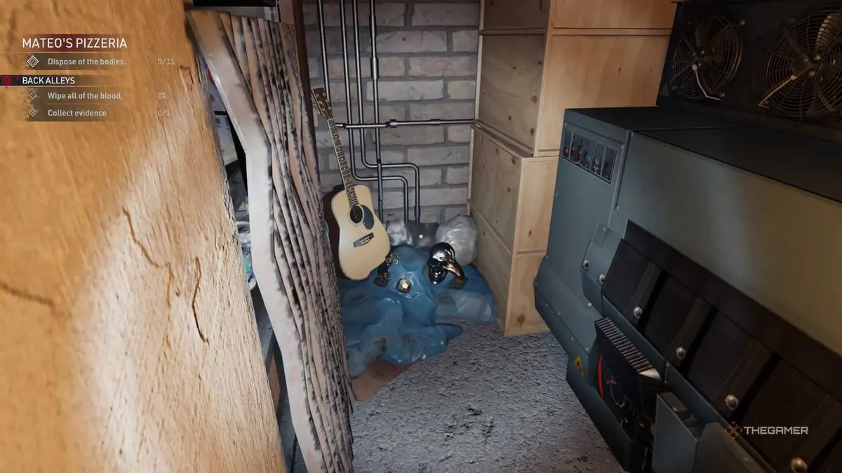 Kovalsky enters the secret area next to the generator in Crime Scene Cleaner