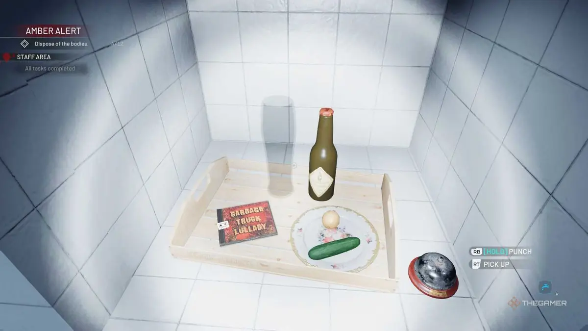 Crime Scene Cleaner secret CD with a pate of random items.