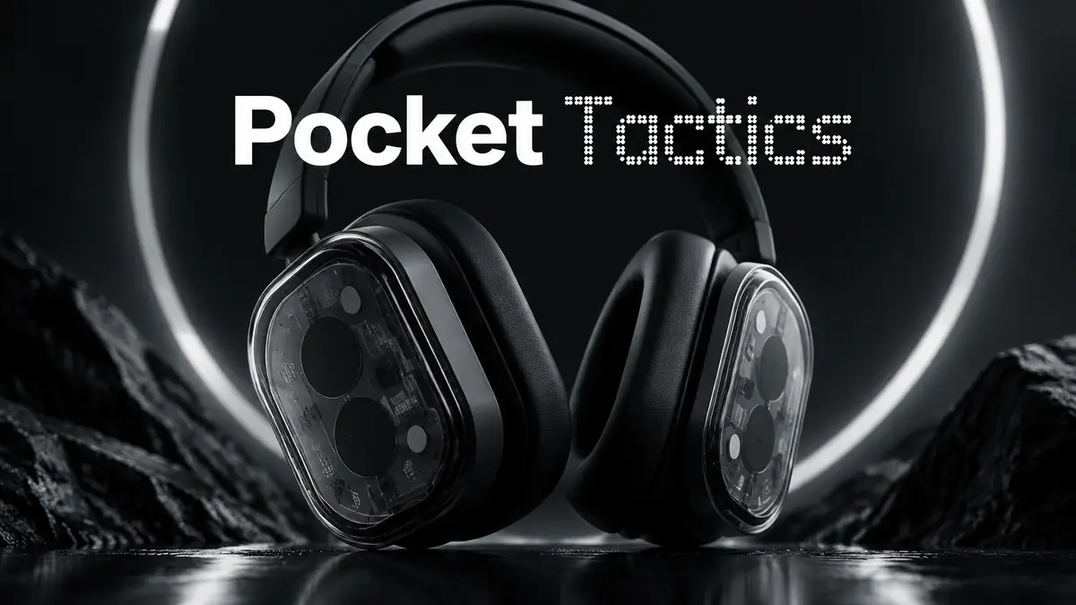 Полноразмерные наушники Nothing Headphone (1) Pro чёрного цвета с прозрачными чашками на тёмном фоне