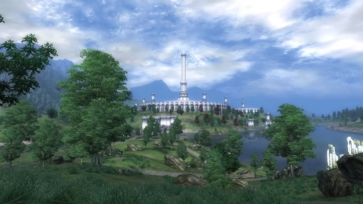 Approaching the Imperial City in the original The Elder Scrolls 4: Oblivion