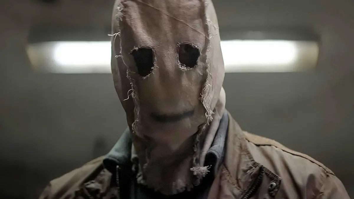Scarecrow in his burlap sack mask from The Strangers Chapter 3