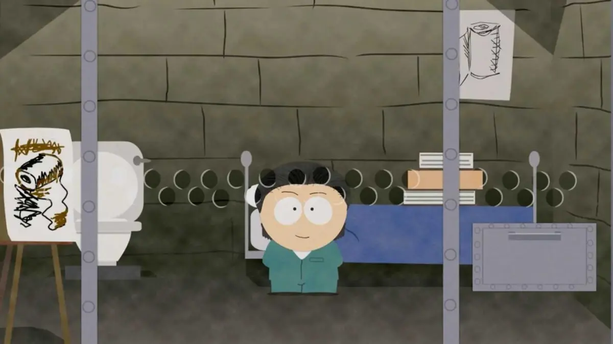 Josh Myers in his Silence of the Lambs style cell in South Park