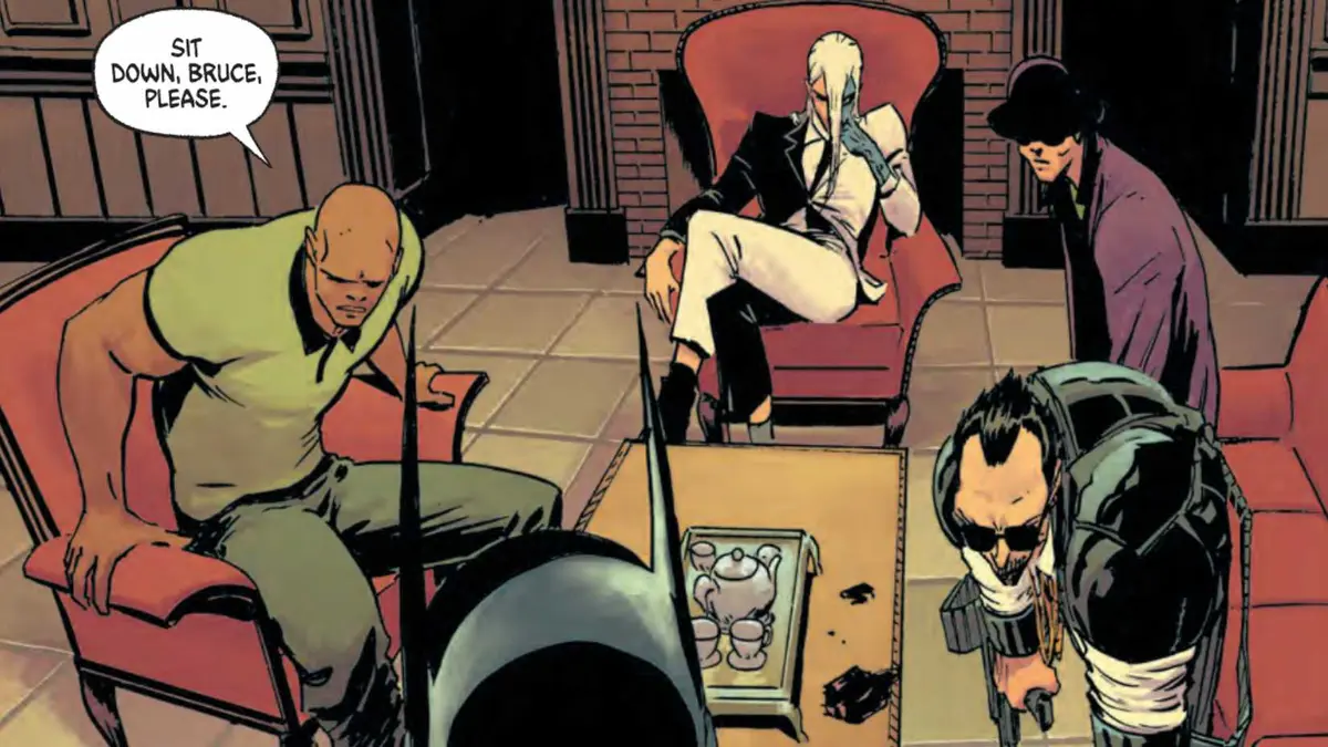 Absolute Batman confronted by friends in Absolute Batman #25