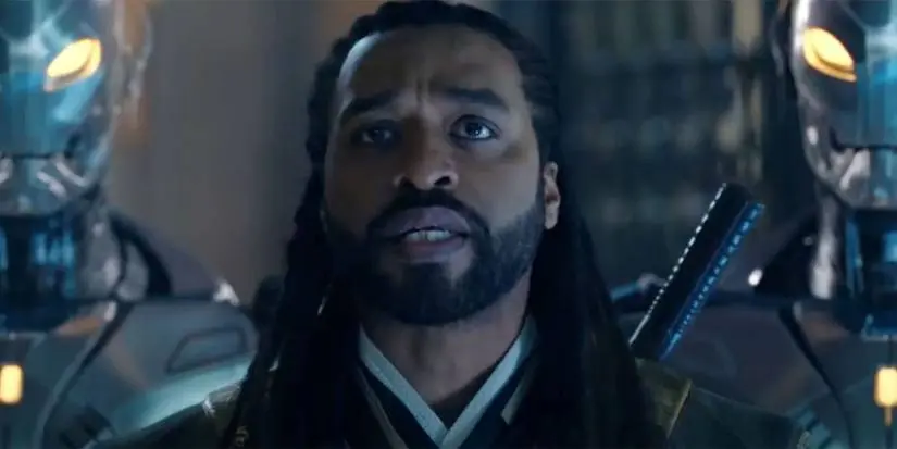 An image of Mordo with Ultron bots