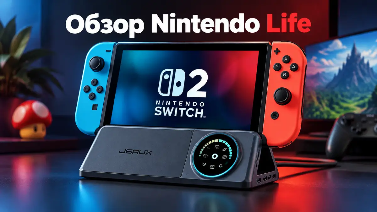 Складная док-станция JSAUX 6-in-1 с Nintendo Switch 2, цветными Joy-Con и круглым дисплеем-радаром