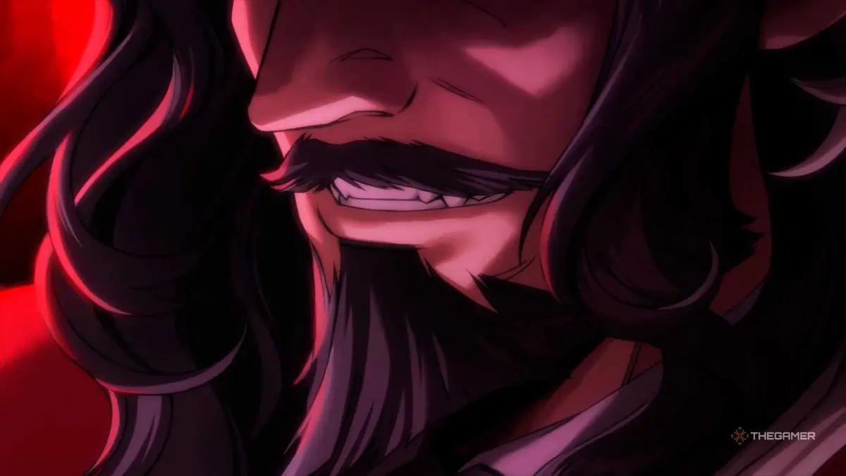 Dracula smiling in Castlevania: Belmont's Curse.