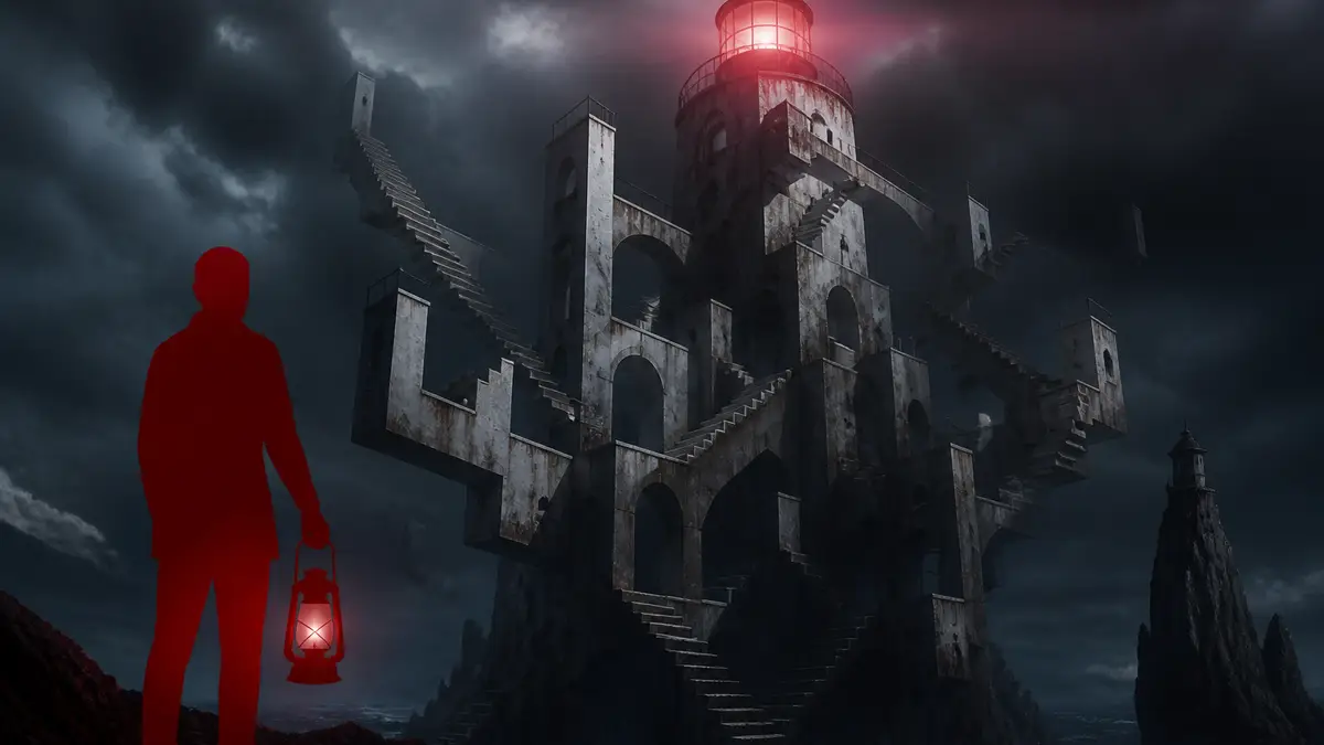 Скриншот мрачного неевклидова маяка в хоррор игре This Is Not For You