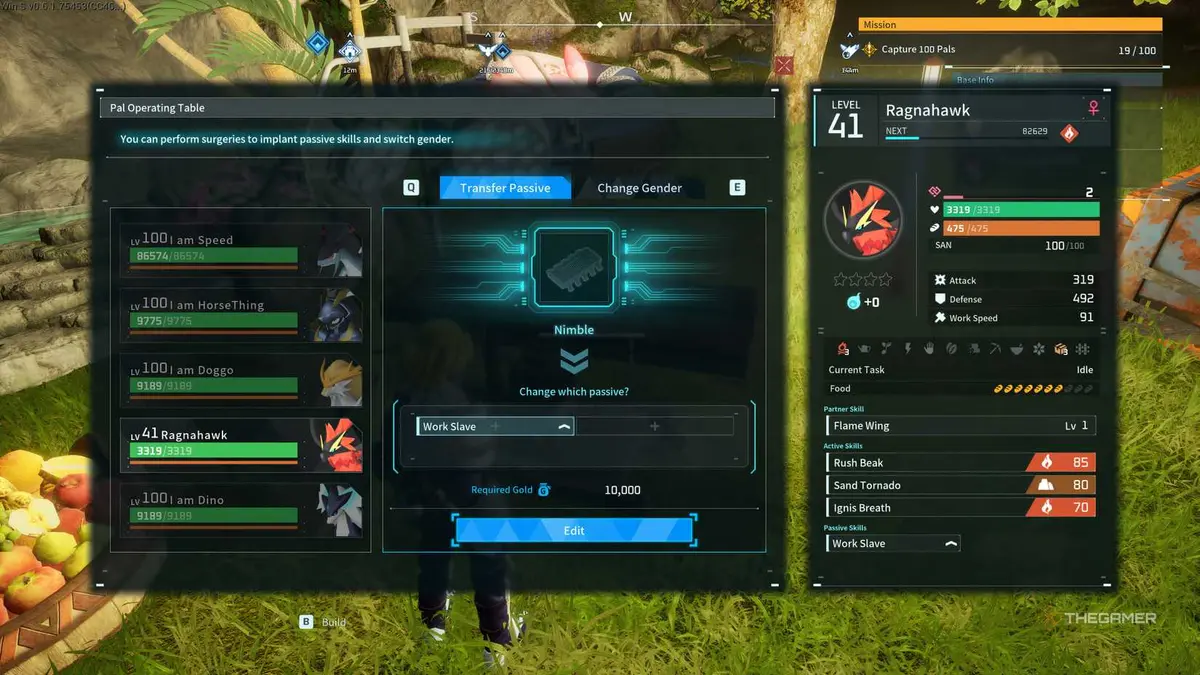 Nimble Implant chosen to overwrite work slave implant in Palworld.